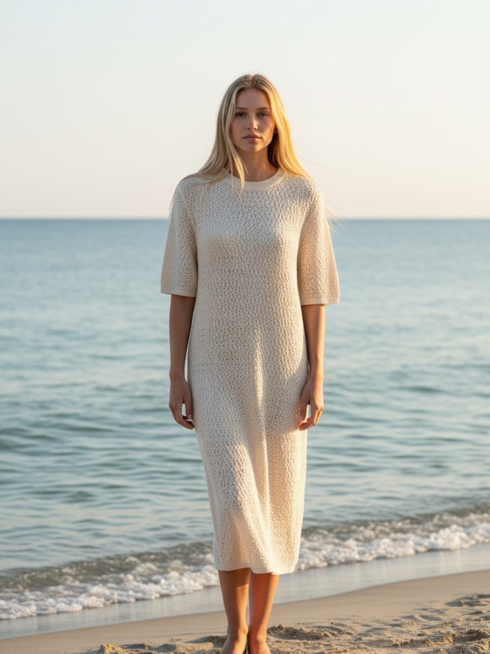 Banana Republic Cream Knit Midi Swim Coverup